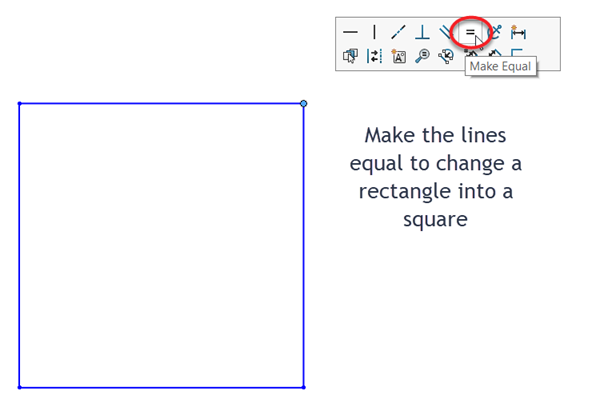 Make the lines equal to change a rectangle into a square