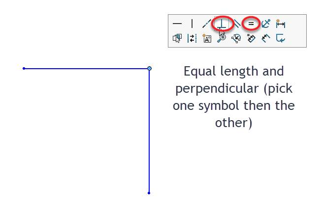 Equal length and perpendicular (pick one symbol then the other)