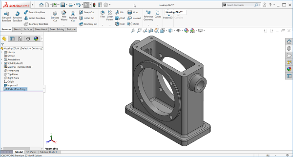 Final, reoriented SOLIDWORKS model
