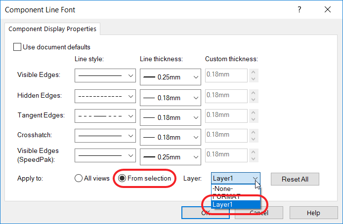 Option "From Selection" Selected