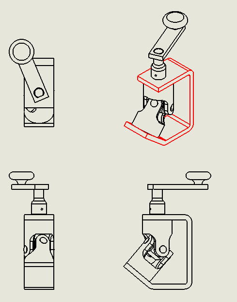 Component line color. One drawing with one red part