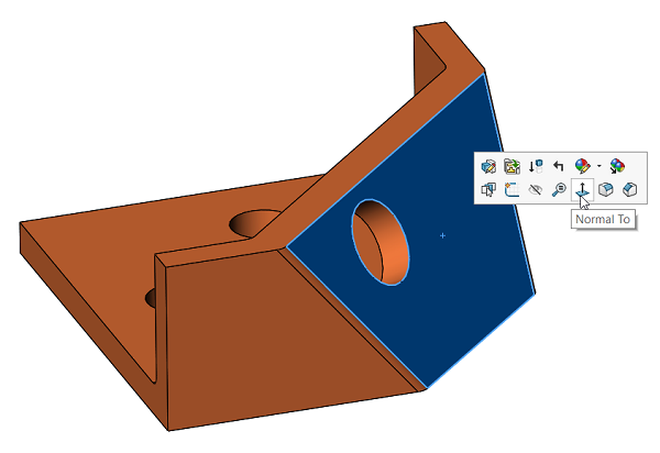 Face of the model shown and choosing Normal To