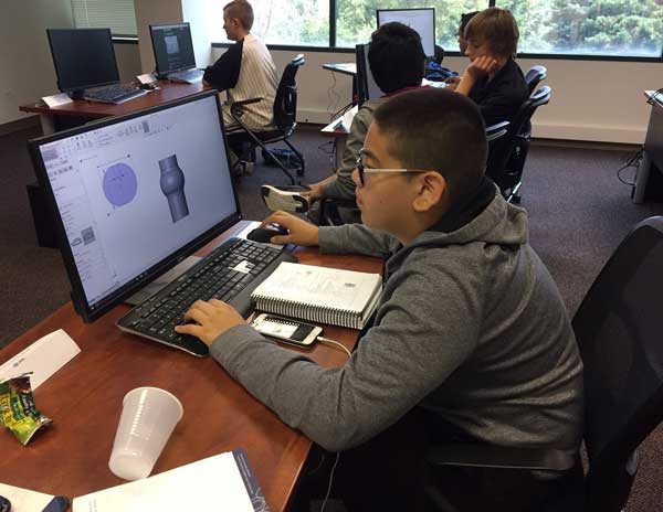 Student working on a computer