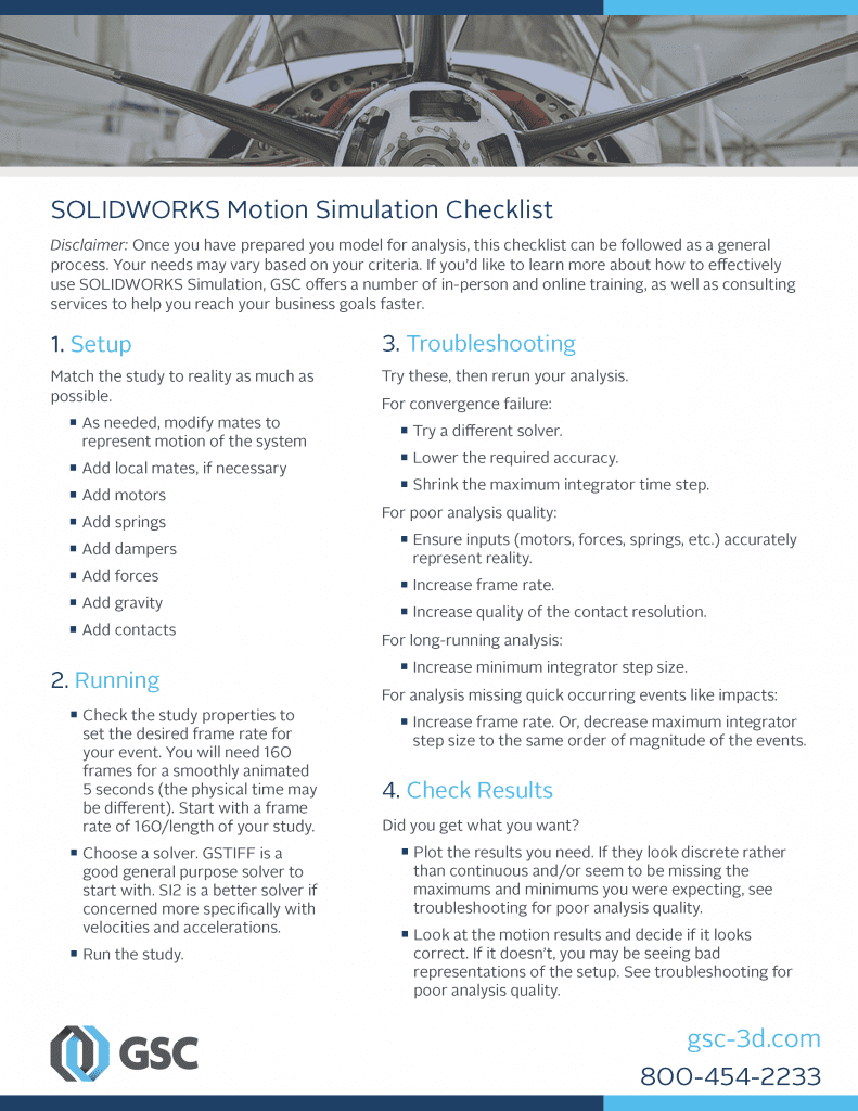 Motion Simulation Checklist