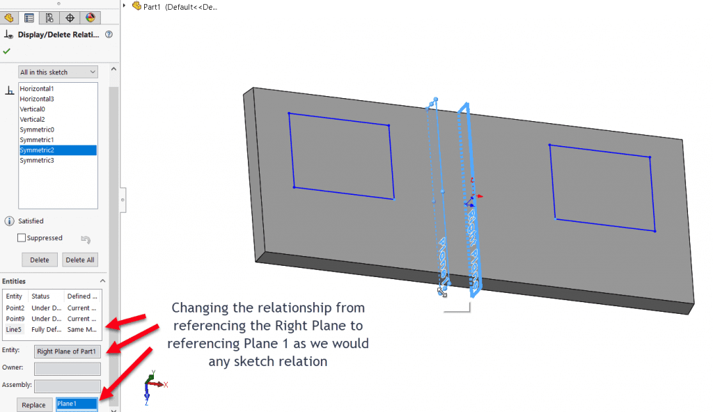 Sketch mirror plane replcae