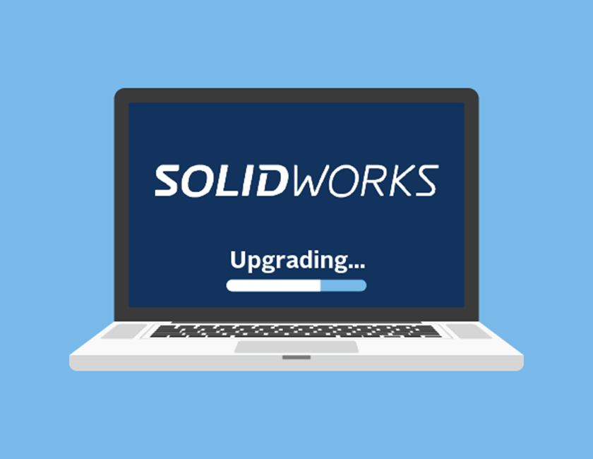 Image of computer screen that says SOLIDWORKS Upgrading...
