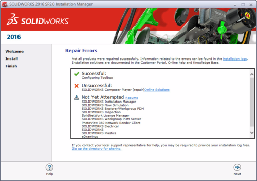 solidworks installation manager download error