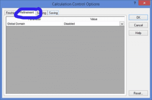 Calculation Control Options Window