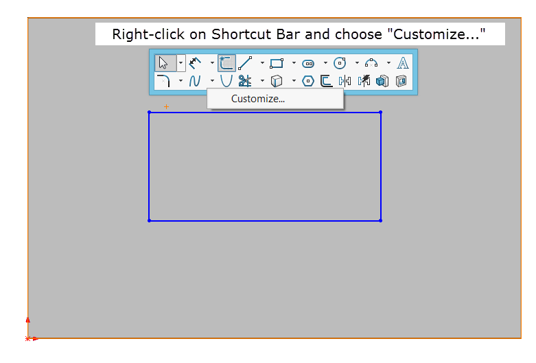 Right-click on Shorcut Bar and Choose Customize
