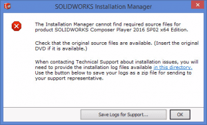 SOLIDWORKS Installation Manager Pop Up