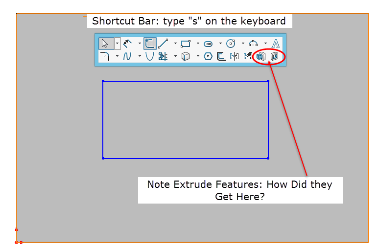 SOLIDWORKS Shortcut Bar and Extrude Features