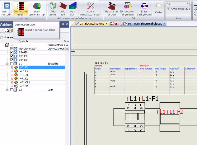 Inserting a Connection Label