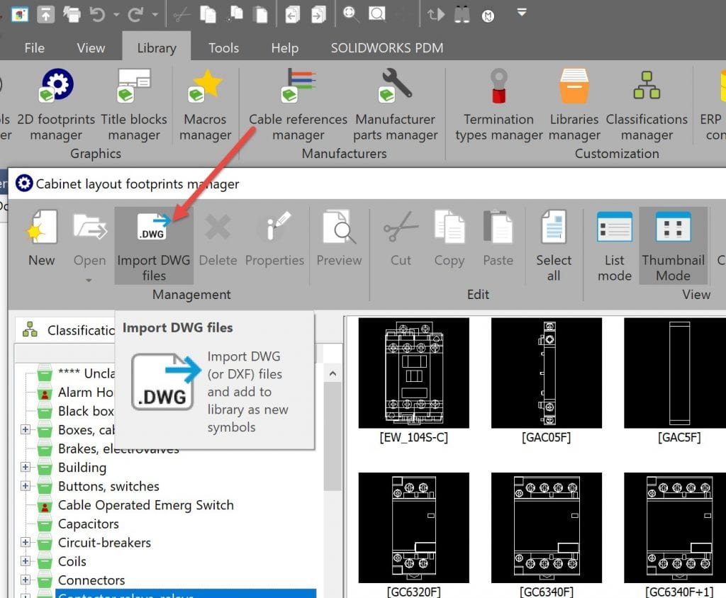 Import DWG files (or DWF) files and add to library as new symbols