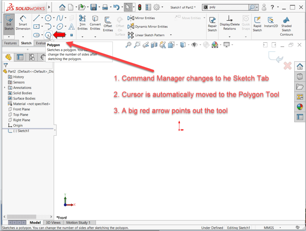 Command Manager changes to the Sketch Tab, etc.