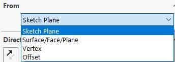 From Sketch Plane selected in SOLIDWORKS