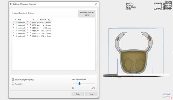 Materialise Magics and issue of trapped volume detector and collision detection example number 2