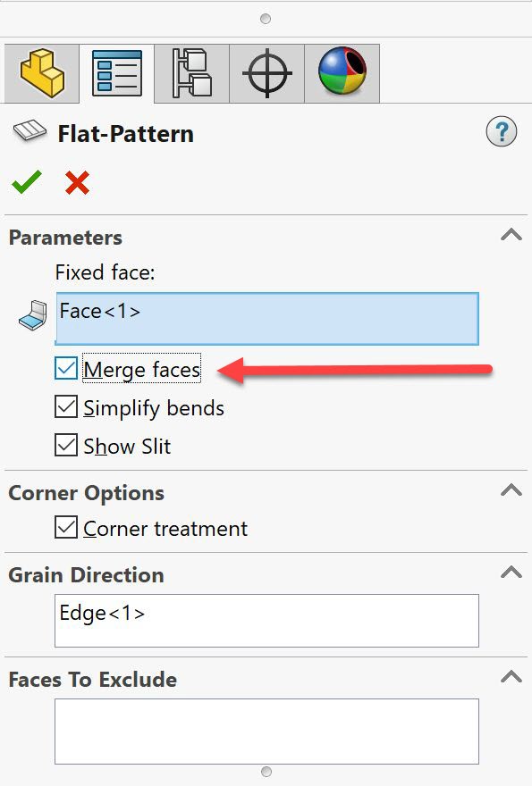 SOLIDWORKS Sheet Metal - Merge Faces Option