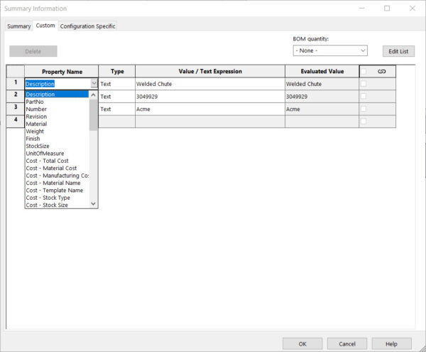 Lost SOLIDWORKS Lore: Custom Property List (With Video) - GSC
