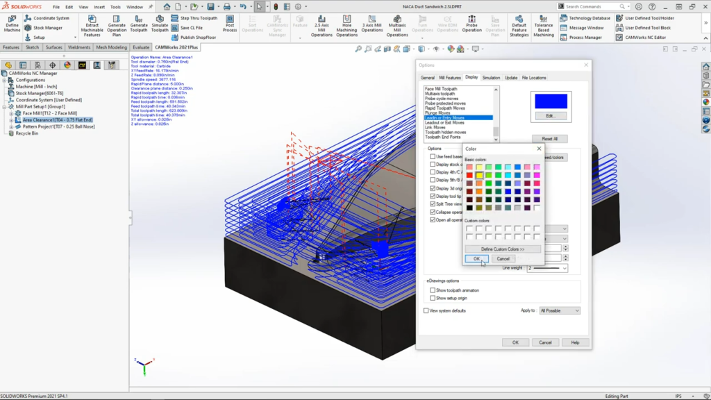 Toolpaths and End Point Colors