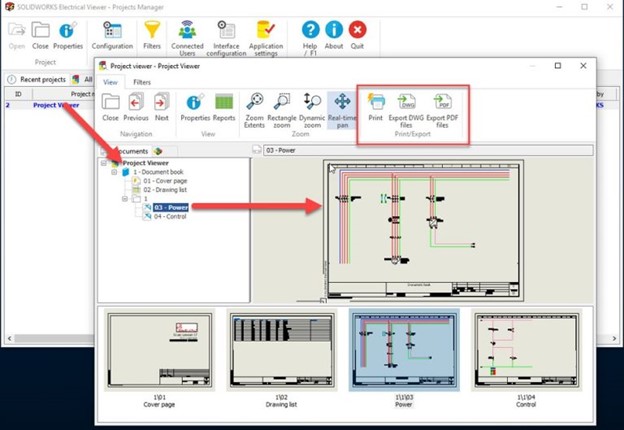 SOLIDWORKS Electrical project viewer