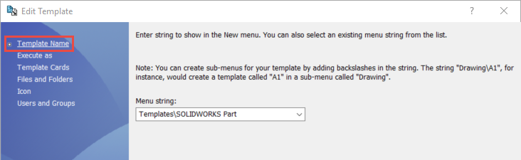 Access the SOLIDWORKS part template.