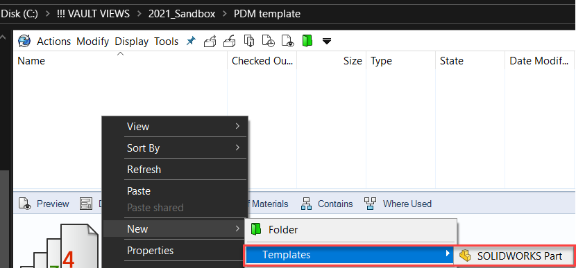 SOLIDWORKS PDM part template