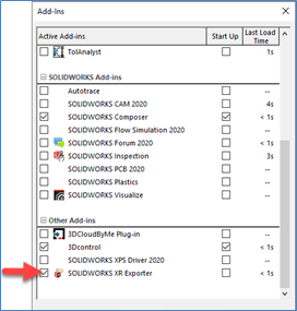 Go to tools > Ad-ins and select SOLIDWORKS XR Exporter 