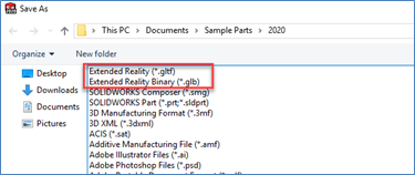 SOLIDWORKS XR exporting 