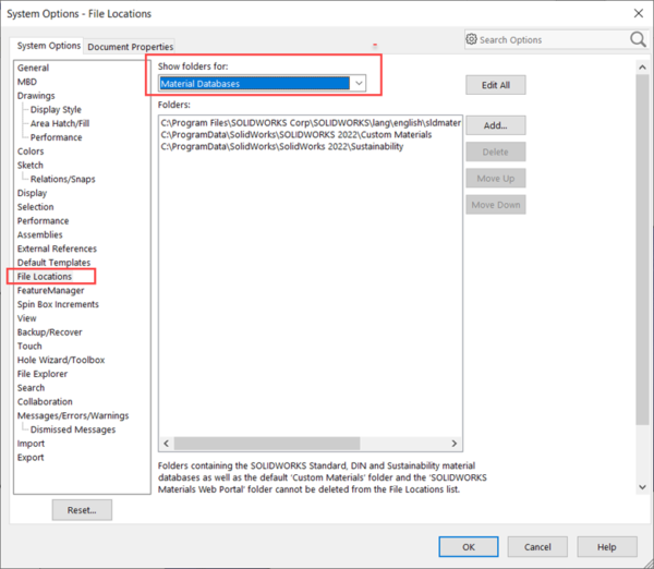 How to Use a Shared SOLIDWORKS Material Library GSC