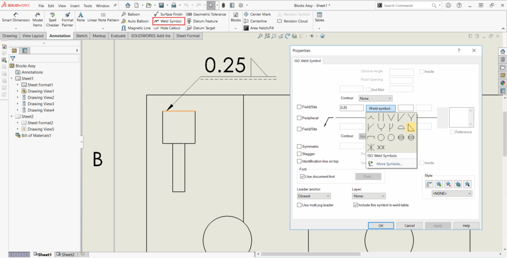 Creating customized weld symbols