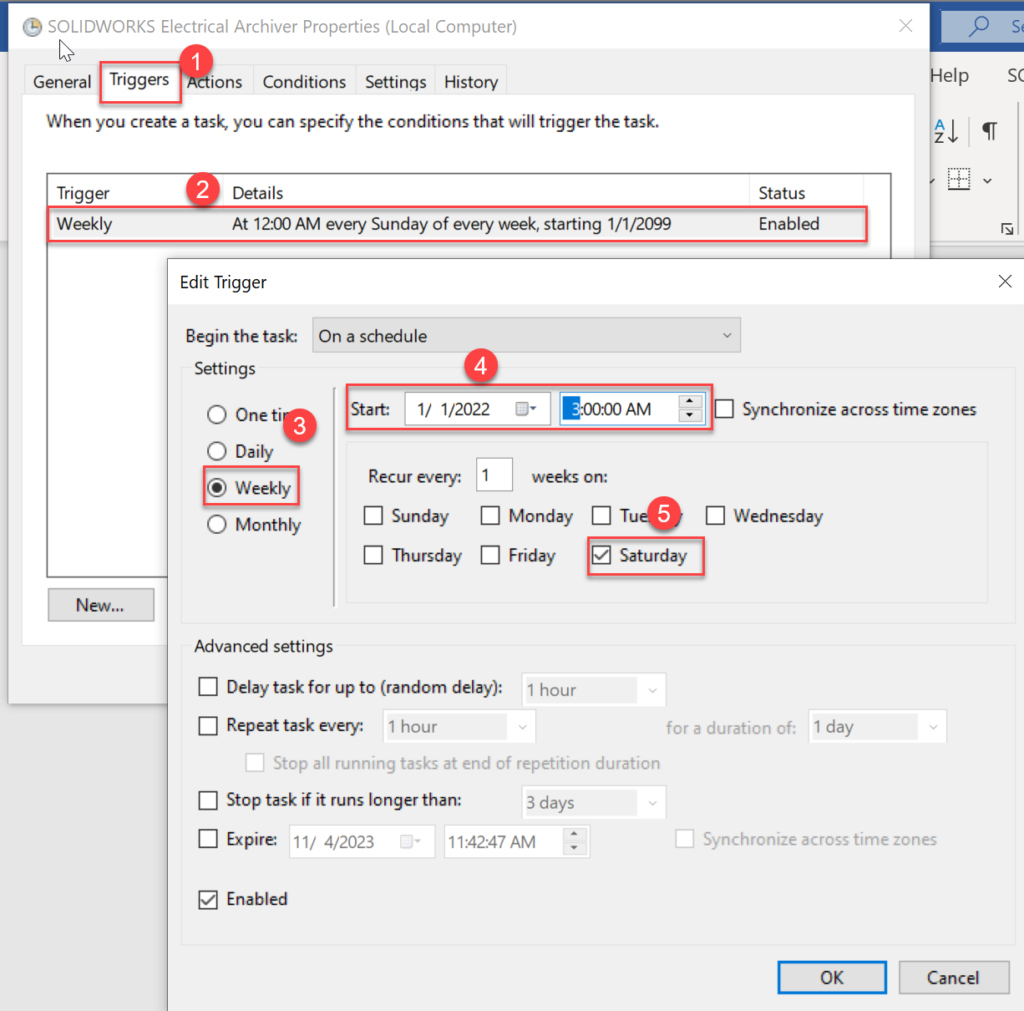 Visit the Triggers tab and set the frequency and timing for the archiver.