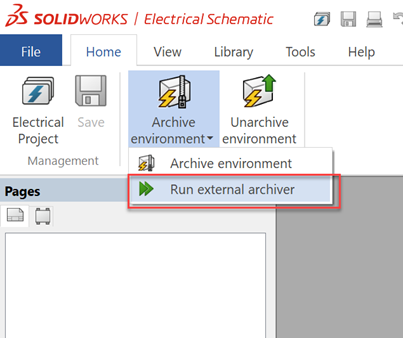 Press Home>Archive Environment>Run External Archiver