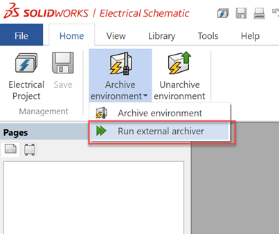 Press Home>Archive Environment>Run External Archiver 