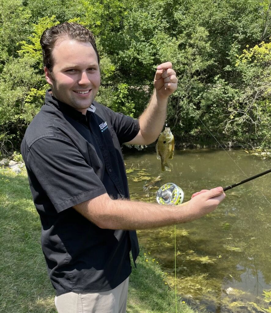 Fly fishing reel being used