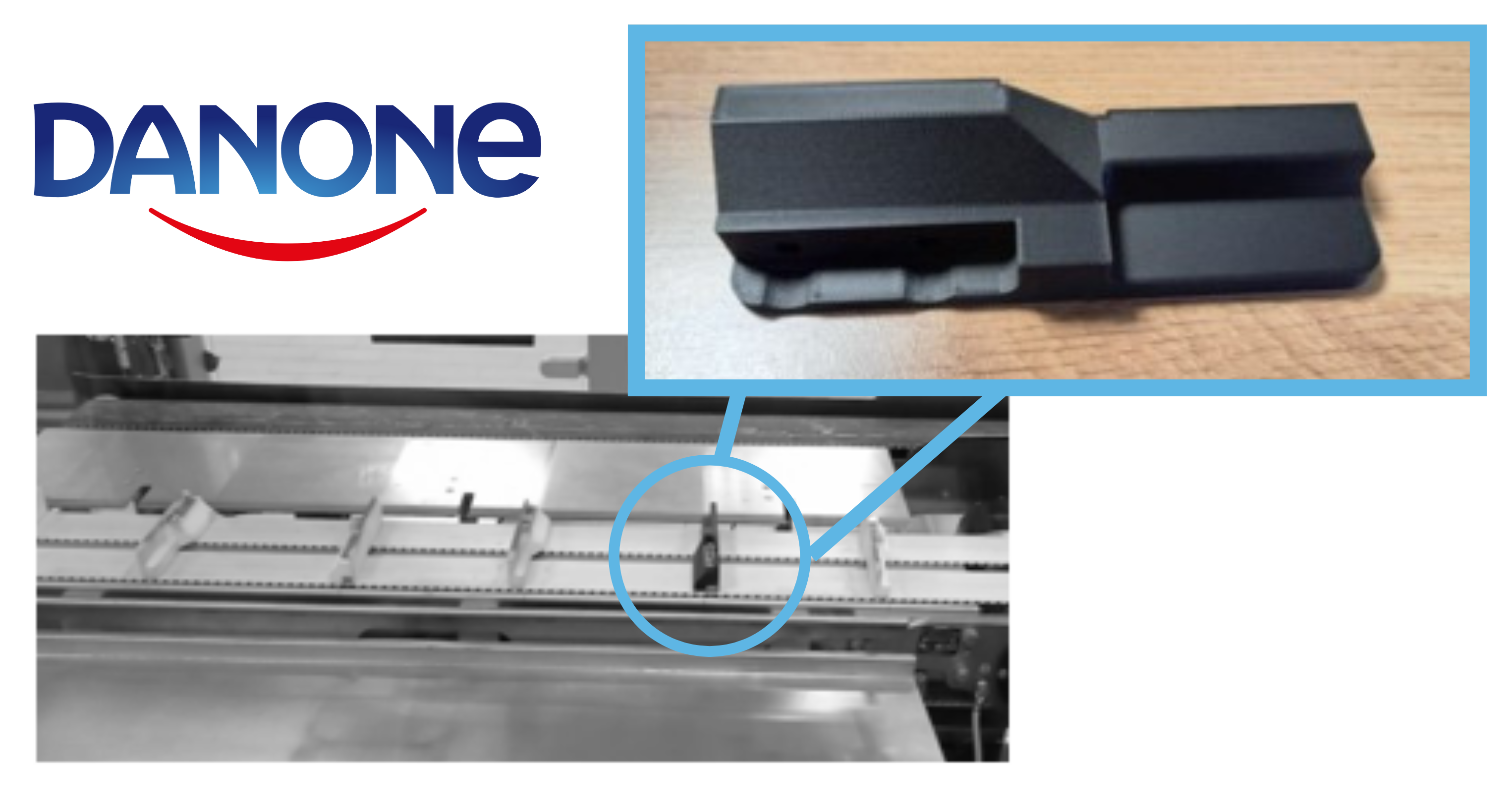Danone Markforged Carton Pusher Carton pusher under the robot arm